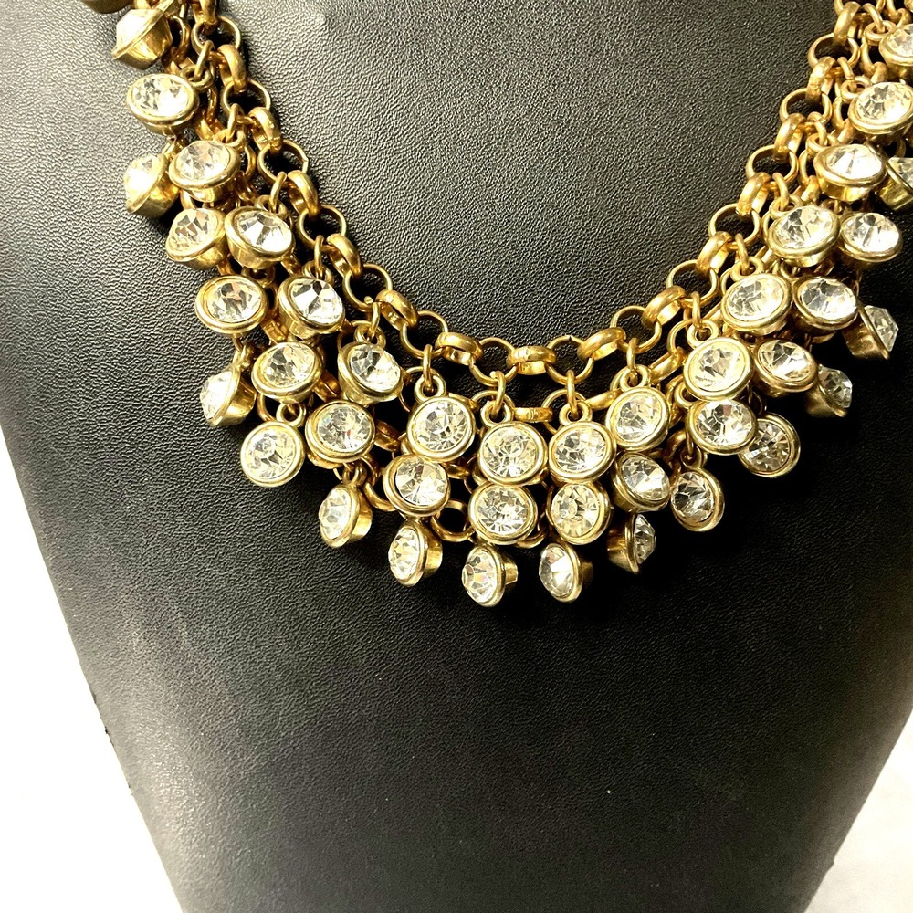 Faceted Clear Rhinestone Fringe Necklace 20-23 Inch